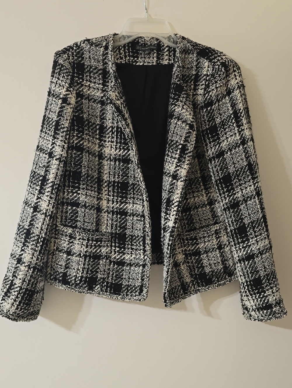 Adrianna Papell Black & White Tweed  Button-Down Blazer
